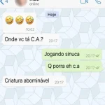 Print de conversa engraçada entre mãe e filho sobre jogar sinuca